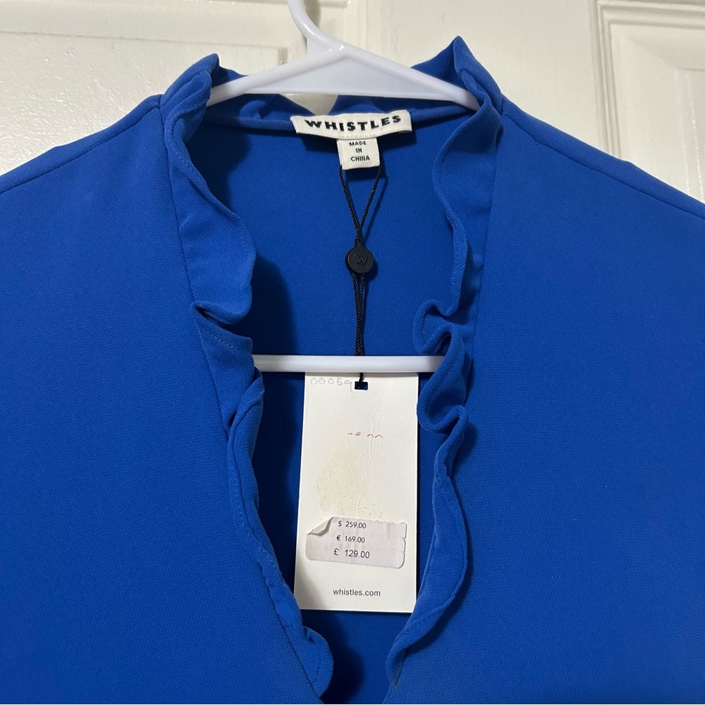 NWT Whistles Federica Crepe Dress in Blue Size 4 - Needs Cleaning - Picture 5 of 16